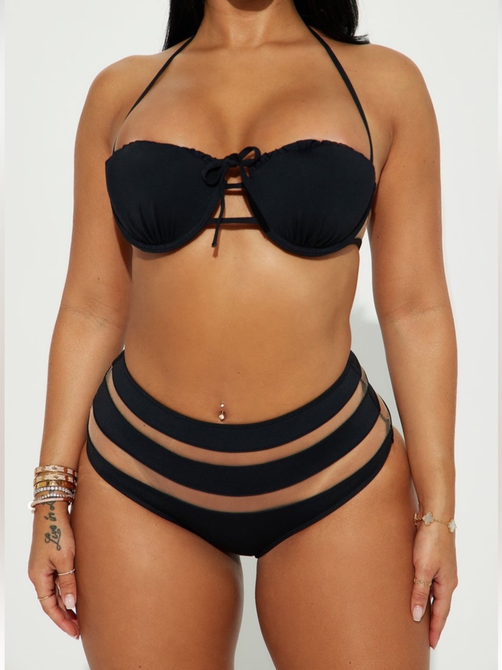 Strappy Cutout High-Waist Bikini Set - Black - Picture 2 of 5